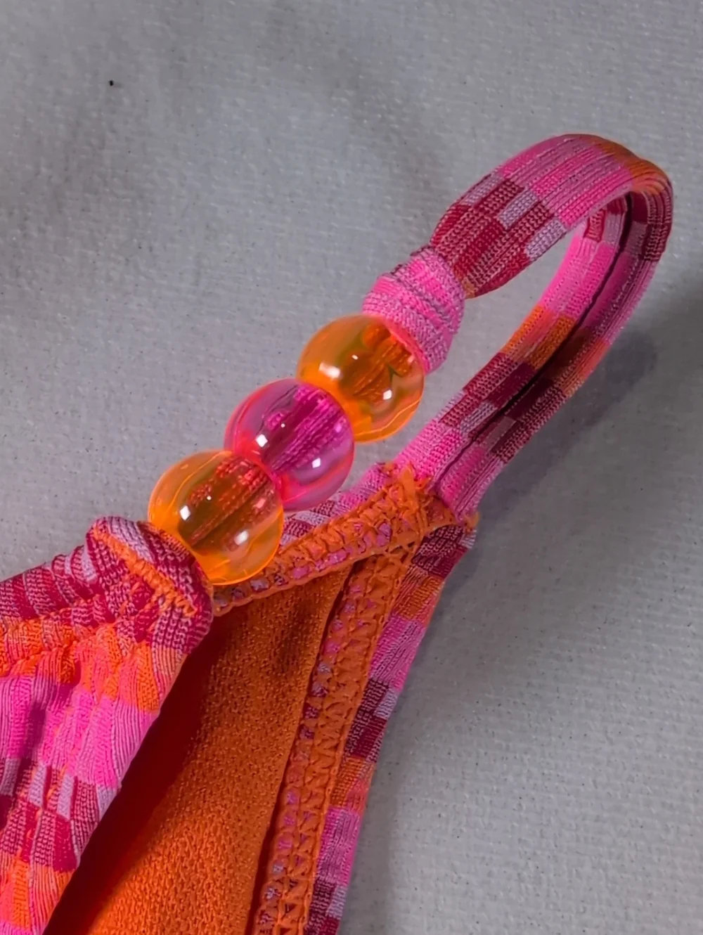 Wild Fable Pink/Orange Striped Beaded Bikini Bottom Low Rise Cheeky Size Small